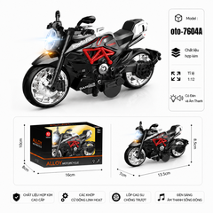 Xe Máy thể thao nhiều màu sắc , Có Đèn và Âm Thanh chất liệu hợp kim , tỉ lệ 1:12 : SKU : oto-7604A ( Vat : 103-09-40 )