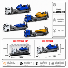 Xe chở thuyền cứu hộ , chất liệu hợp kim , có hộp meca trưng bày , tỉ lệ 1:64 - SKU : oto-95577-22G - ( VAT : 103-01-25 )