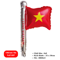 Set 10 Bóng bay cầm tay cờ đỏ sao vàng  - SKU : BB06cC - (VAT : 011-02-8) - K17-T1-S9
