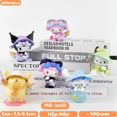 Mô hình kuromi Bộ 6 Melody Kuromi - cao 7.5 - 9.5cm - Nặng 50gram - Bọc Túi - hộp màu  - N3-K36-T1-S1