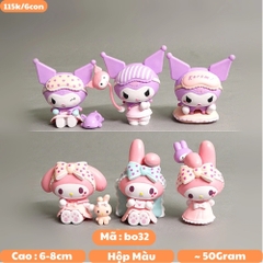 Mô hình kuromi Bộ 6 Melody Kuromi - Blind Box - cao 6-8cm - Nặng 50gram - Bọc Túi - Hộp Màu - N3-K47-T2-S1