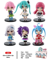 Mô Hình Hatsune Miku bộ 6 mô hình miku Bản B - Cao 9cm - nặng 300gram - Figure Miku - Bọc Túi - Box Màu - K24-T2-S9