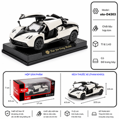 Mô Hình Xe Pagani Huayra nhiều màu sắc tỉ lệ 1:43 chất liệu Hợp kim  - FULL BOX : box màu SKU : oto-D4303 - (VAT: 003-01-35)