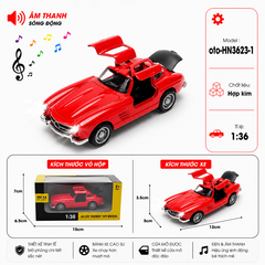 Xe thể thao nhiều kiểu dáng ( Có Đèn , Có Nhạc ) . Chất liệu hợp kim , tỉ lệ 1:36 - SKU : oto-HN3623-1 - ( VAT : 103-01-35 )