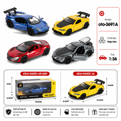 Xe thể thao nhiều màu sắc chất liệu hợp kim , tỉ lệ 1:36 : SKU : oto-3691A ( Vat : 103-01-35)