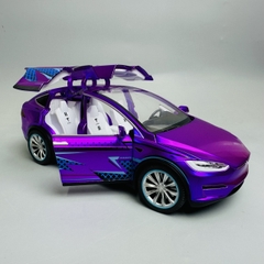Mô Hình xe tesla tím tỉ lệ 1:24 Hợp kim có thể mở cửa - bánh sau chạy cót - Dài 21cm - rộng 9.5cm - cao 7cm - nặng : 800gram - FULL BOX : box màu SKU : oto277 - N3-K7-T4-S4