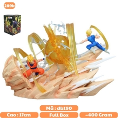 Mô hình DragonBall Goku đại chiến Vegeta Majin - Cao 17cm - ngang 25cm - nặng 400gram - Phụ kiện : LED - Dragon Ball - No box - N1-K21-T5-S3