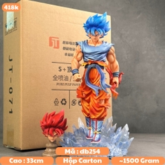 Mô hình DragonBall SonGoku tóc xanh đỏ dáng đứng có base - Cao 33cm -nặng 1500gram - Dragon Ball - Hộp Carton