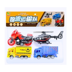 Đồ Chơi Trẻ Em bộ 4 xe + trực thăng - Dài 12cm - 1 Túi Có 4 Xe - nặng 180gram - Bọc Túi - SKU : DC5