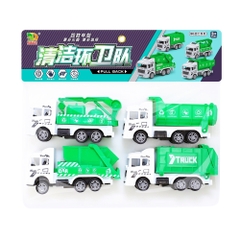 Đồ Chơi Trẻ Em Túi 4 xe rác môi trường - Dài 12.5cm - nặng 180gram - 1 Túi Có 4 Xe - Bọc Túi - SKU : DC8 - ( VAT : DC3 ) K146-T2-S11
