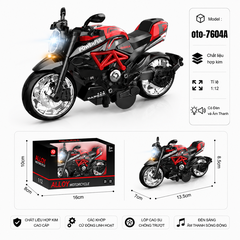 Xe Máy thể thao nhiều màu sắc , Có Đèn và Âm Thanh chất liệu hợp kim , tỉ lệ 1:12 : SKU : oto-7604A ( Vat : 103-09-40 )