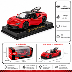 Mô Hình Xe Ferrari SF90 nhiều màu sắc tỉ lệ 1:43 chất liệu Hợp kim - FULL BOX : box màu SKU : oto-D4301 - (VAT: 003-01-35)