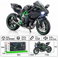 Mô Hình Xe máy ninja H2R 1:12 Hợp kim - Có tiếng - đèn pha sáng - Dài 17. 5cm -  rộng 6. 5cm - cao 10cm  - nặng ~ 700gram - FULL BOX : box màu SKU : oto-VB12023- ( VAT : 003-09-130 ) - K24-T2-S7