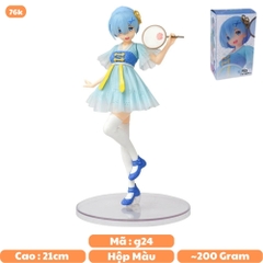 Mô Hình RE:ZERO Rem Cầm quạt váy xanh - Cao 21cm - rộng 12cm - nặng 200Gram - Figure RE:ZERO - Có Hộp màu - N1-K36-T2-S2
