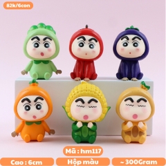 Mô Hình bộ 6 Shin bút chì cosplay rau củ - Cao 6cm - nặng 300gram - Figure Cậu Bé Bút Chì - bọc túi OPP - Hộp Màu - HM117 n3-k33-t2-s2