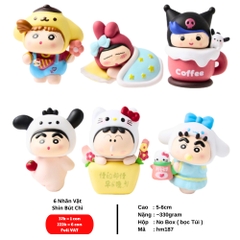 ( Giá 1 con - Bộ 6 con - Đặt Số Lượng 6 ) - Mô hình Bộ 6 các nhân vật Shin Bút Chì Cosplay Kurromi - Cao 5-6cm - nặng 330gram - Figure Shin -(VAT : G873-84)- K31-T1-S5
