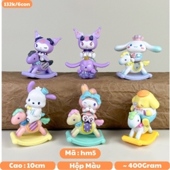 Mô hình kuromi Bộ 6 Melody Bản E Gemini Pudding Dog Cinnamon Dog Kuromi - cao 9.6cm - Nặng 400gram - Có Hộp Đẹp - n3-k41-t2-s3