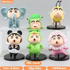 Mô Hình Bộ 6 nhân vật shin bút chì Bản A - Cao 5 - 8cm - nặng 200gram - Figure Cậu Bé Bút Chì - bọc túi OPP - Hộp Màu - N3-K60-T1-S3