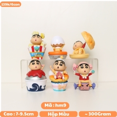 Mô Hình Bộ 6 nhân vật shin bút chì Bản B - Cao 7 - 9.5cm - nặng 300gram - Figure Cậu Bé Bút Chì - bọc túi OPP - Hộp Màu - Hm9 - N3-K34_T1-S1