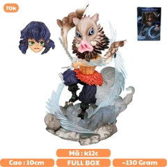 Mô Hình Kimetsu No Yaiba Inosuke chibi chiến đấu - Cao 10cm - nặng 130gram - Phụ kiện : 2 đầu thay thế + 2 kiếm - Figure Thanh gươm diệt quỷ - Có Vỏ Hộp màu - N1-K45-T4-S1