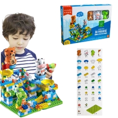 Đồ Chơi Lắp Ghép xây dựng bóng trượt Hổ , Khủng Long , Bò Sữa - 193 chi tiết  - Full Box - SKU : LG-961
