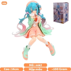 Mô Hình Hatsune Miku Ngồi Tóc xanh váy cam - Cao 14cm - nặng 100gram - Figure Miku - Box màu - N1-K34-T3-S2