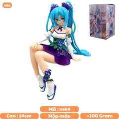 Mô Hình Hatsune Miku ngồi tóc xanh váy tím - Cao 14cm - nặng 100gram - Figure Miku - Có Hộp màu K30-T1-S5