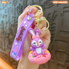 móc khóa thỏ tím ngồi bánh - Dây móc dài : 11cm - Mô Hình Cao : 7cm - Nặng : 50gram - No Box : bọc túi OPP n3-k61-t3-s1