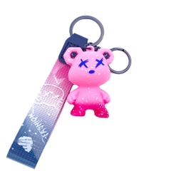 Móc khóa gấu Bearbrick màu hồng dây đen - Dây móc dài : 11cm - mô hình gấu Bearbrick Cao : 5.5cm - Nặng 50gram - No Box : Bọc túi OPP N3-K17-T3-S1
