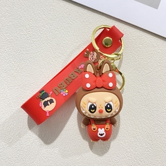 Móc Khóa labubu nơ đỏ - Dây móc dài : 10cm - Mô Hình Cao : 7cm - Nặng 50gram - Bọc Túi