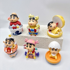 Mô Hình Bộ 6 nhân vật shin bút chì Bản B - Cao 7 - 9.5cm - nặng 300gram - Figure Cậu Bé Bút Chì - bọc túi OPP - Hộp Màu - Hm9 - N3-K34_T1-S1