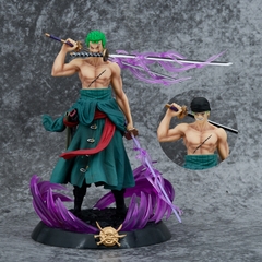 Mô Hình Đồ Chơi - Zoro đứng 2 đầu + 3 kiếm + 3haki - OnePiece - No Box - Bọc Túi Opp  - N1-K12-T2-S1