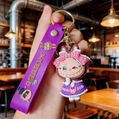 Móc Khóa labubu nơ hồng - Dây móc dài : 10cm - Mô Hình Cao : 7cm - Nặng 50gram - Bọc Túi K77-T7-S11
