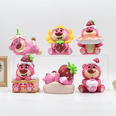 Mô Hình bộ 6 gấu dâu siêu cute Cao 5.5 - 7.9cm - nặng 300gram , Figure gấu dâu - No box