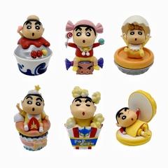 Mô Hình Bộ 6 nhân vật shin bút chì Bản B - Cao 7 - 9.5cm - nặng 300gram - Figure Cậu Bé Bút Chì - bọc túi OPP - Hộp Màu - Hm9 - N3-K34_T1-S1