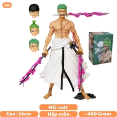 Mô Hình OnePiece  Zoro wano - Cao 24cm - nặng 400gram - Phụ kiện : 4 đầu + 3 kiếm + 3 haki -  Figure OnePiece - túi opp +  Có Hộp màu N1-K55-T1-S3