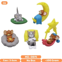 Bộ 5 nhân vật hoạt hình Tom và Jerry - Cao : 3 - 5cm - Nặng : 100gram - Figure Tom and Jerry - No Box - Bọc Túi OPP - K23-T3-S4