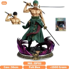 Mô Hình Đồ Chơi - Mô Hình Zoro Cao 36cm + 2 đầu thay thế - OnePiece - Hộp Carton - N4-K14