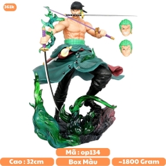 Mô Hình OnePieceZoro Tam kiếm - Cao 32cm - Rộng 21cm - nặng 1kg8 - Phụ Kiện : 3 kiếm + 3 đầu , Figure OnePiece -  có hộp màu - N1-K49-T5-S2