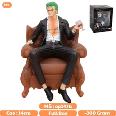 Mô Hình OnePiece Zoro ngồi ghế - Cao 14cm - nặng 300Gram , Figure OnePiece - có hộp màu - N1-K46-T4-S1