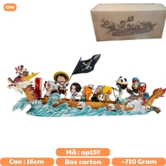 Mô Hình OnePiece băng mũ rơm chèo thuyền rồng - Cao 16cm - ngang 33cm - nặng 730gram - Box carton N1-K36-T5-S1