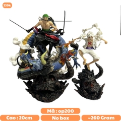 Mô Hình OnePiece 2 trong 1 Luffy gear 5 và Zoro enma đại chiến kaido rồng - Cao 20cm - ngang 15cm Nặng tổng thể : 350gram - Phụ kiện : 3 kiếm + 1 đảo đầu lâu + mô hình Luffy và Zoro -no box  N4-k14