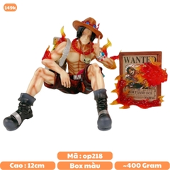 Mô Hình OnePiece Ace dáng ngồi dơ ngón tay - Phụ kiện : bảng tên - Cao 13cm - Nặng 400gram - Figure anime One Piece - bọc túi OPP hộp màu - N1-K41-T4-S3