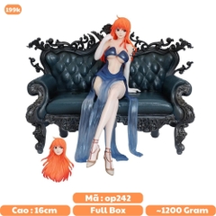 Mô Hình OnePiece Nami ngồi ghế - Cao 16cm - nặng 1200gram - Phụ Kiện : Đầu thay thế + Ghế - Figure OnePiece - Box Nhựa - Hộp màu N1-K56-T5-S2