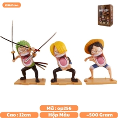 Mô Hình OnePiece Bộ 3 Luffy - Zoro - Sanji - Cao 12cm - nặng 300gram - Bọc túi OPP - Hộp Màu - N3-K42-T1-S3