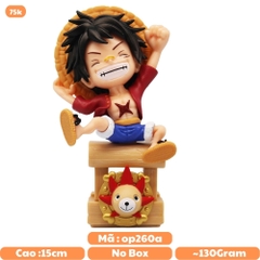 Mô Hình OnePiece luffy Chibi Dáng ngồi - Cao 15.5cm - nặng 130gram - Phụ kiện : đế -  Figure OnePiece -  No box - N1-K46-T1-S2