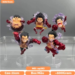 Mô hình OnePiece Bộ 5 Luffy gear 4 trạng thái Snack man - Cao 9-10cm - nặng 300gram - Phụ kiện : Đế - Figure One Piece - Bọc Túi - Hộp Màu : N3-K44-T3-S2