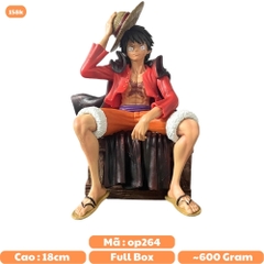 Bản Cao Cấp - Mô Hình OnePiece Luffy áo choàng ngồi thùng + tay thay thế - Cao 18cm - Nặng 600gram , Figure OnePiece - Full Box - N1-K38-T3-S2