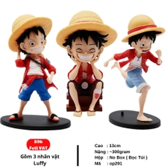 Mô Hình OnePiece Bộ 3 Luffy Cao ~ 13cm nặng 300g - One Piece - Bọc Túi Opp -  no box  - K16-T2-S2