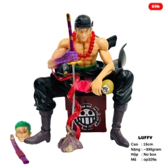 Mô Hình OnePiece Zoro cầm kiếm enma ngồi - Cao 15cm - nặng 300gram - Phụ kiện : 2 đầu + 1 kiếm + thùng gỗ ngồi , Figure OnePiece - NoBox - SKU : op329b ( VAT : 002-01-60 ) - K29-T2-S11